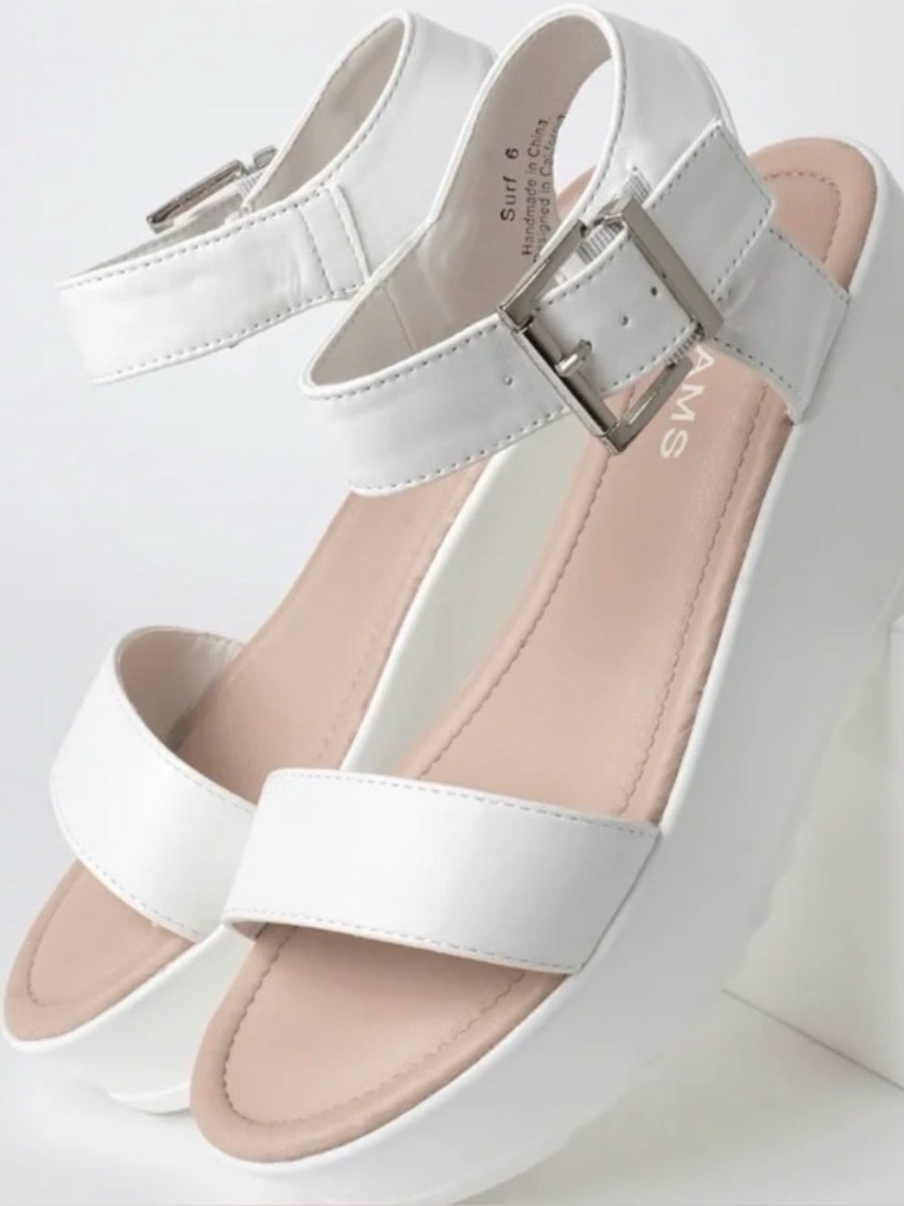 White Platform Ankle-Strap Sandals